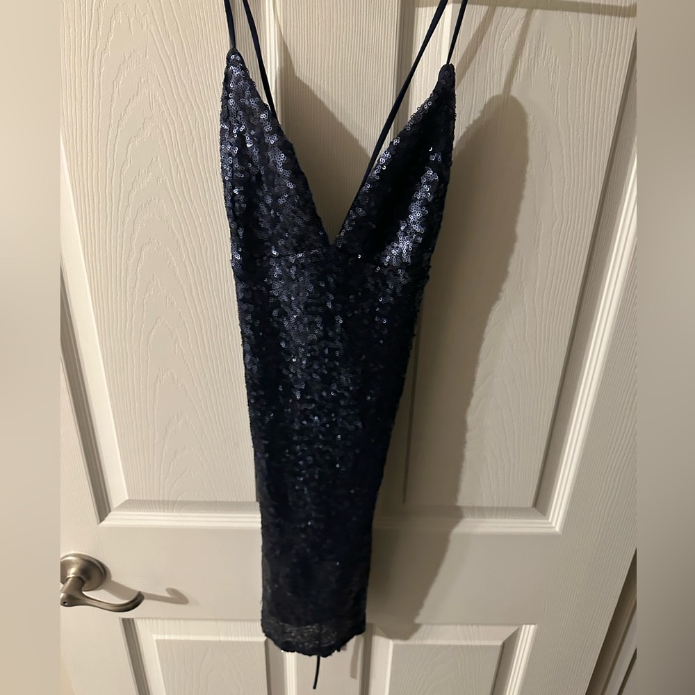 Blue Lucy in The Sky Mini tie back dress